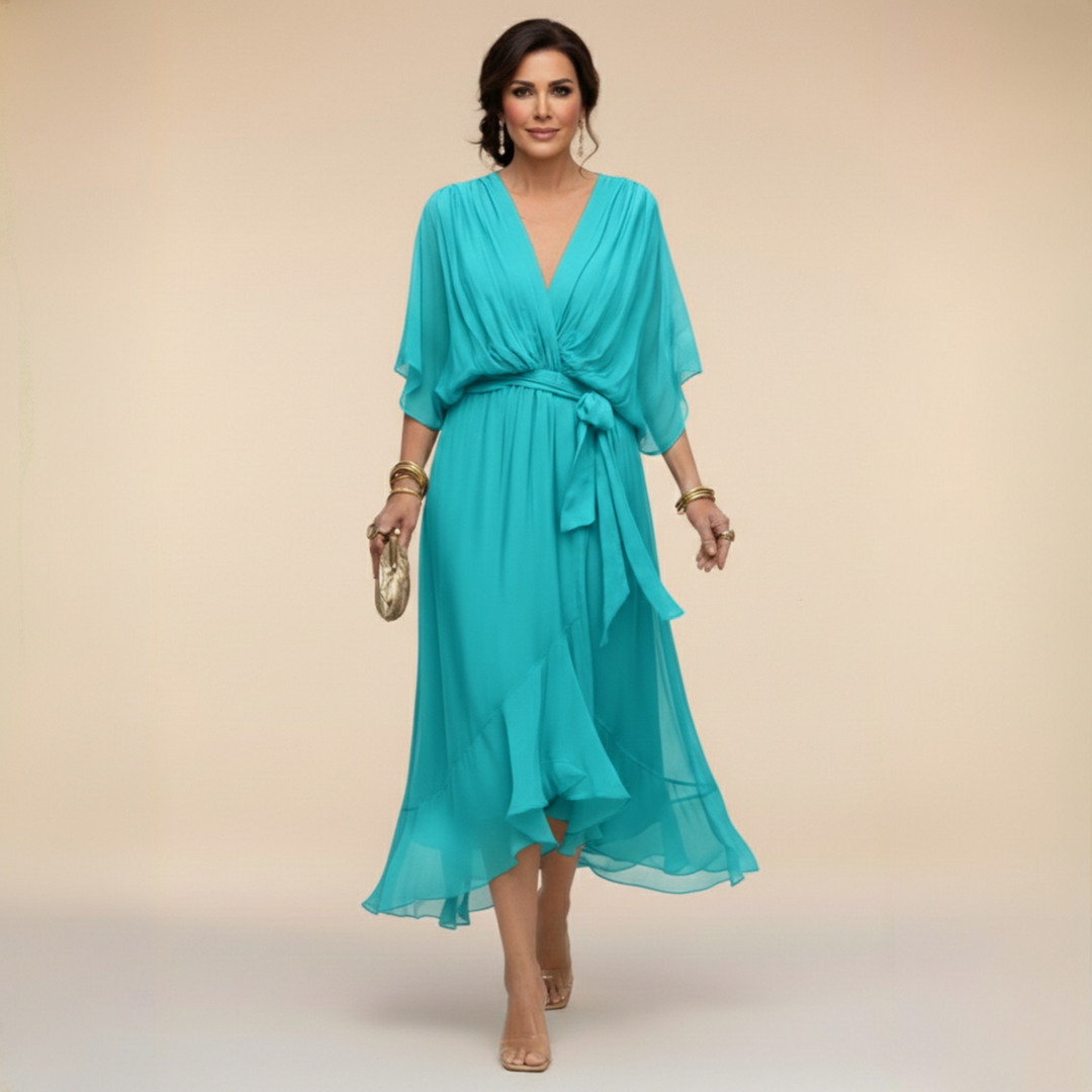 Stylowy Chiffon dekolt V sukienka