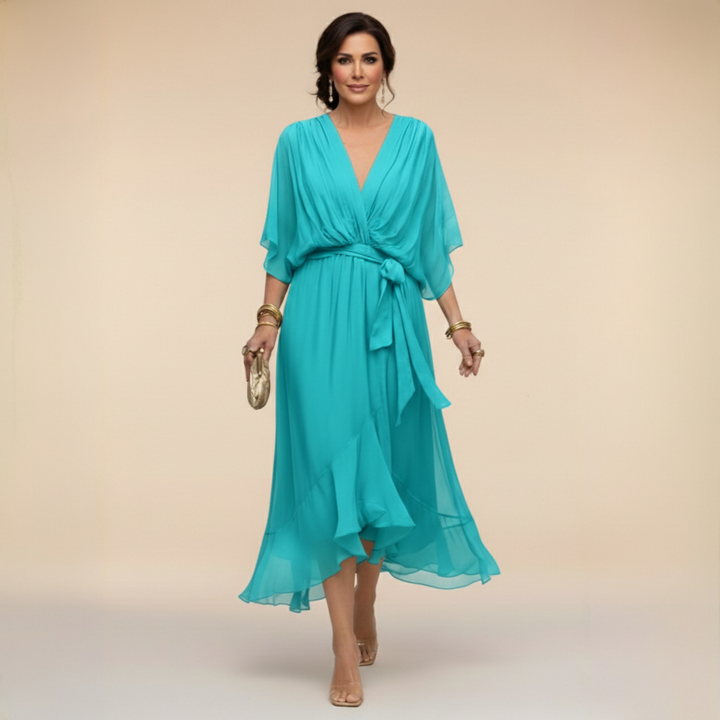 Stylowy Chiffon dekolt V sukienka