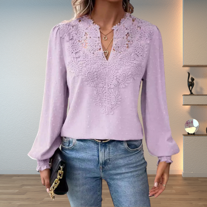 Elegancki Lace-Trim bluzka