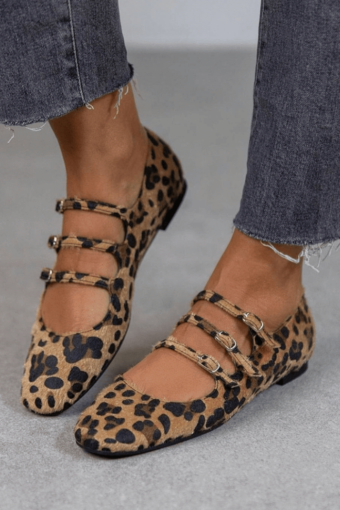 Wysokiej jakości Leopard Triple klamra mokasyny