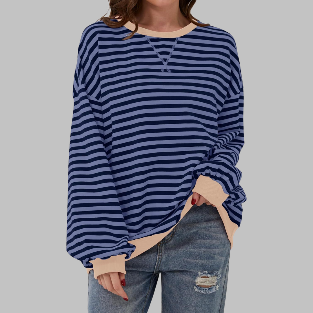 Codzienny długi rękaw w paski bluza