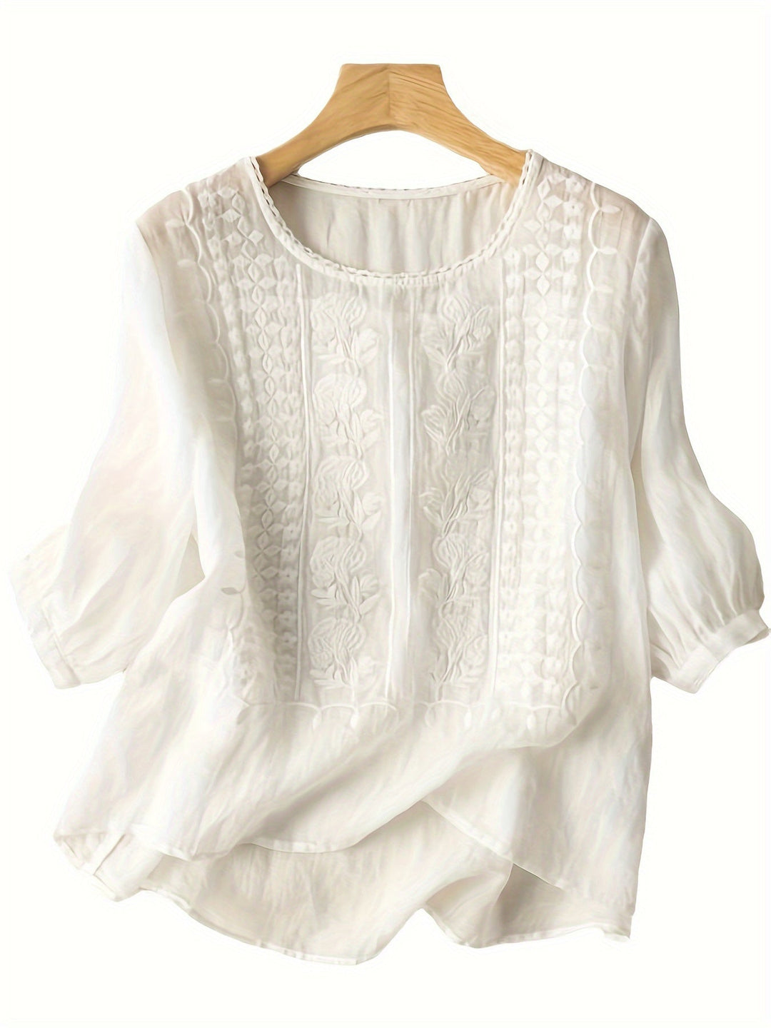 Haftowany Scoop-Neck bluzka
