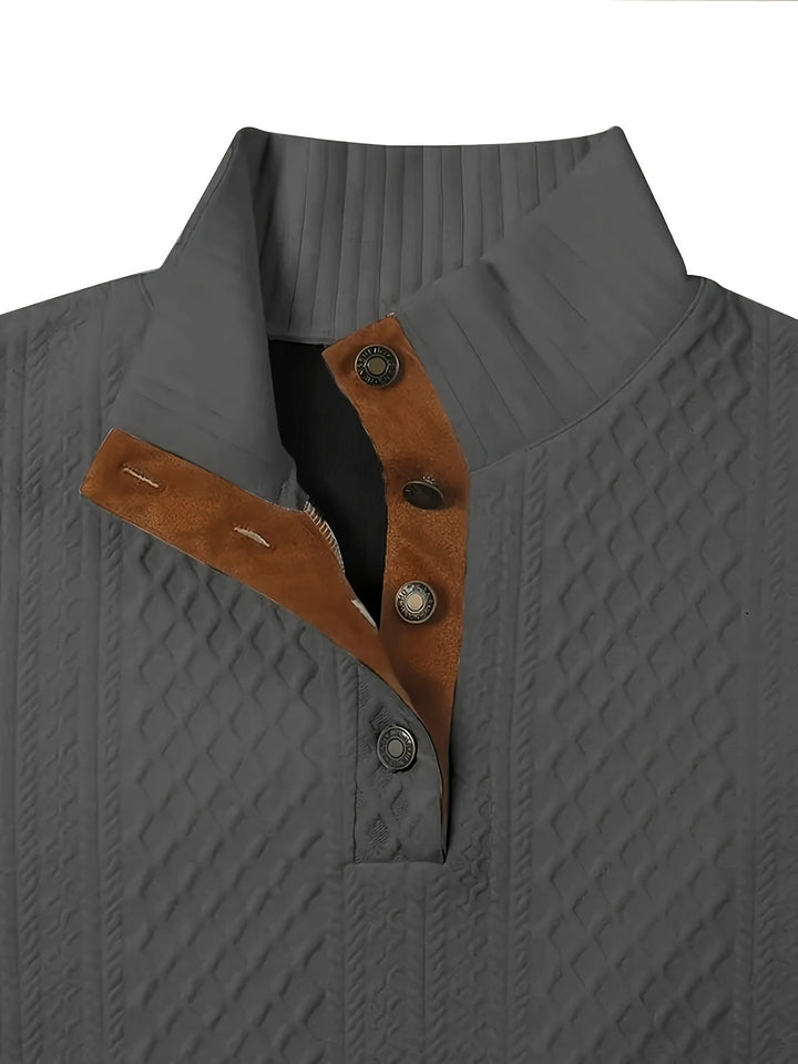 Wyróżniać się kołnierz guzik Henley sweter