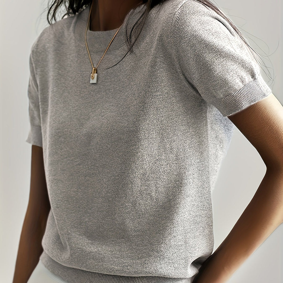 Fine-Knit krótki rękaw sweter