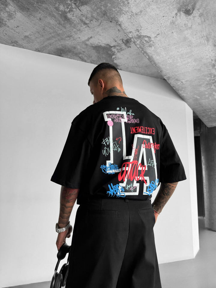 T-shirt Oversize L.A - Czarny