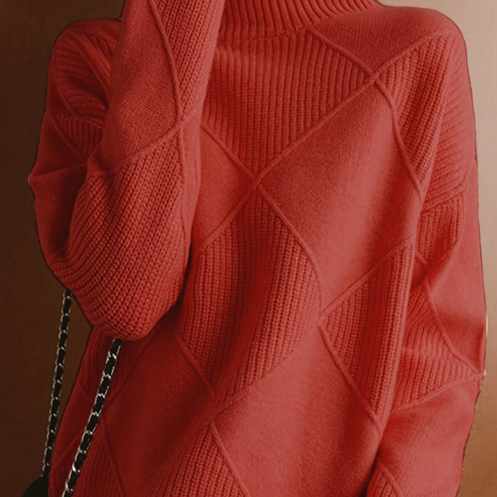 Fakturowany sweter z golfem