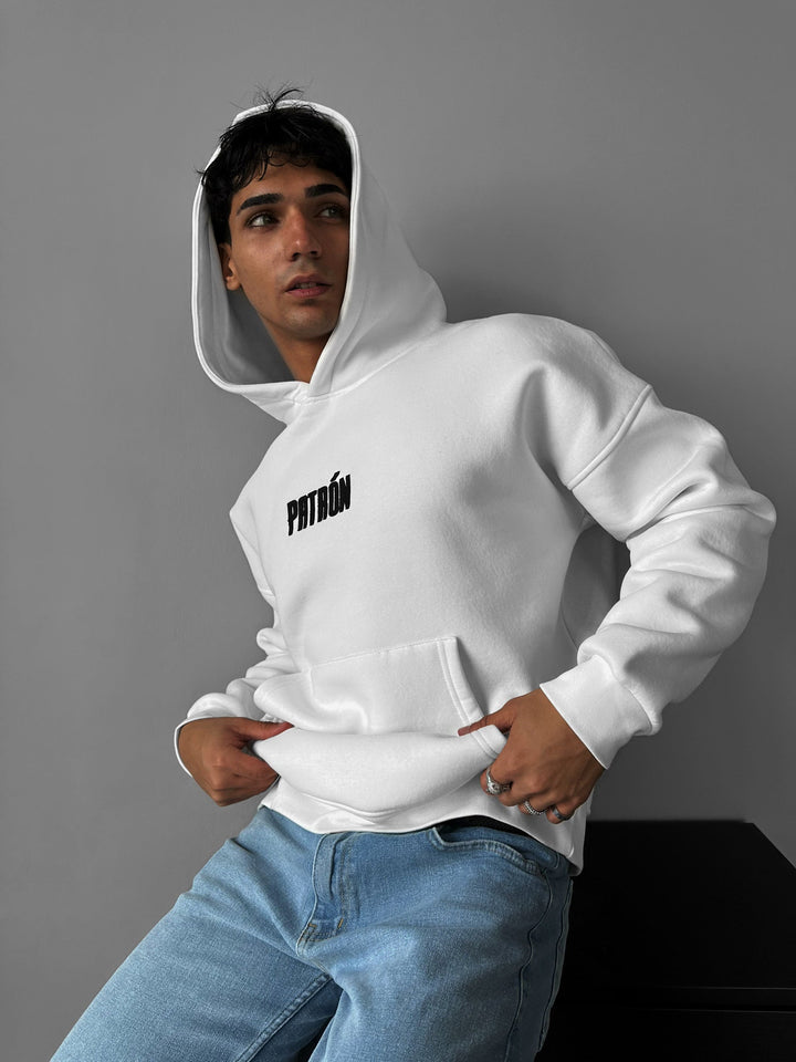Oversize Szczegółowy Hoodie Patron - Ecru