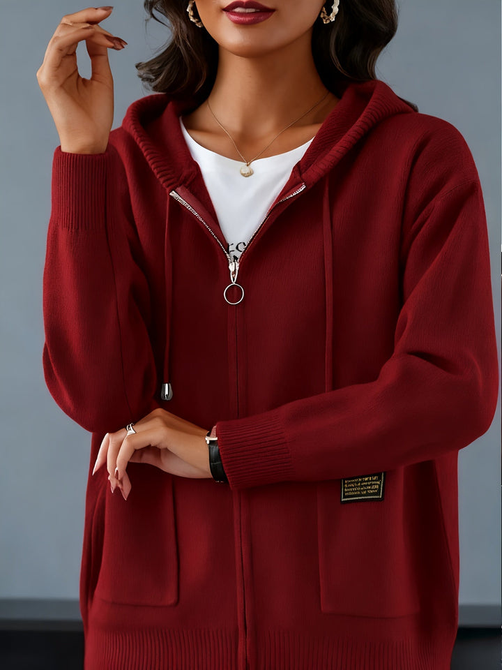 Przytulny Zip-Up z kapturem kardigan