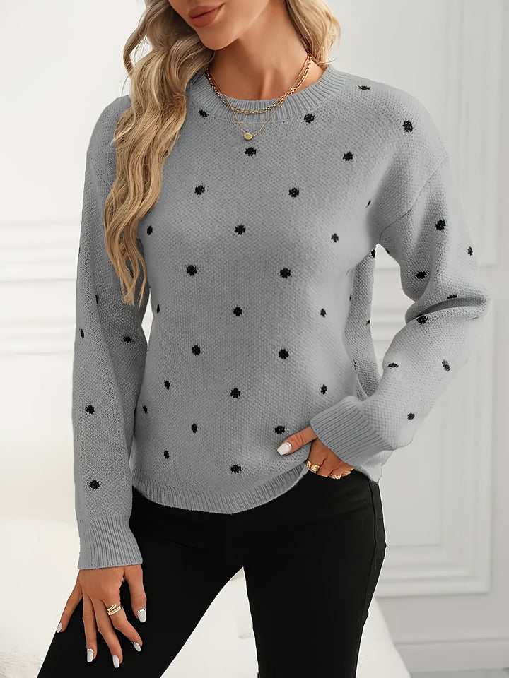 Polka Dot sweter z okrągłym dekoltem