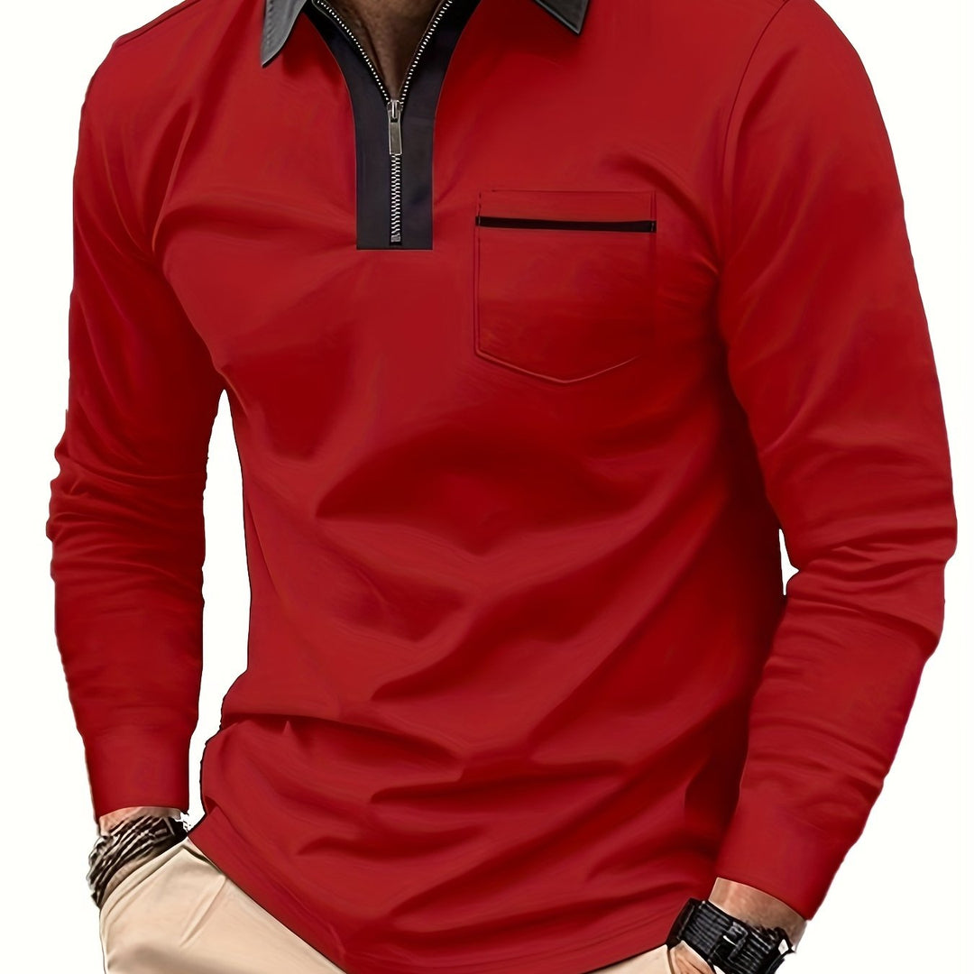 Elegancki zamek-kołnierz koszulka polo