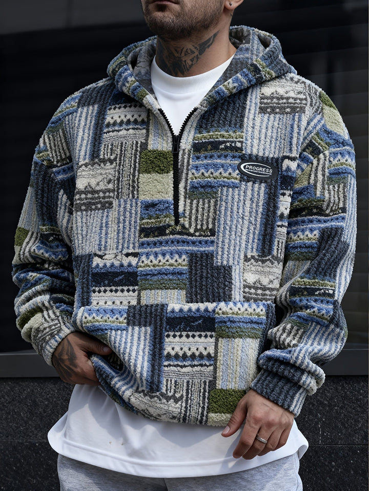 Wzorzysty zamek 1/4 sweter