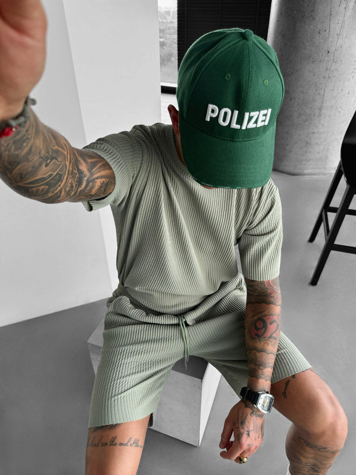 Oversize Ribbed T-Shirt - Zielony
