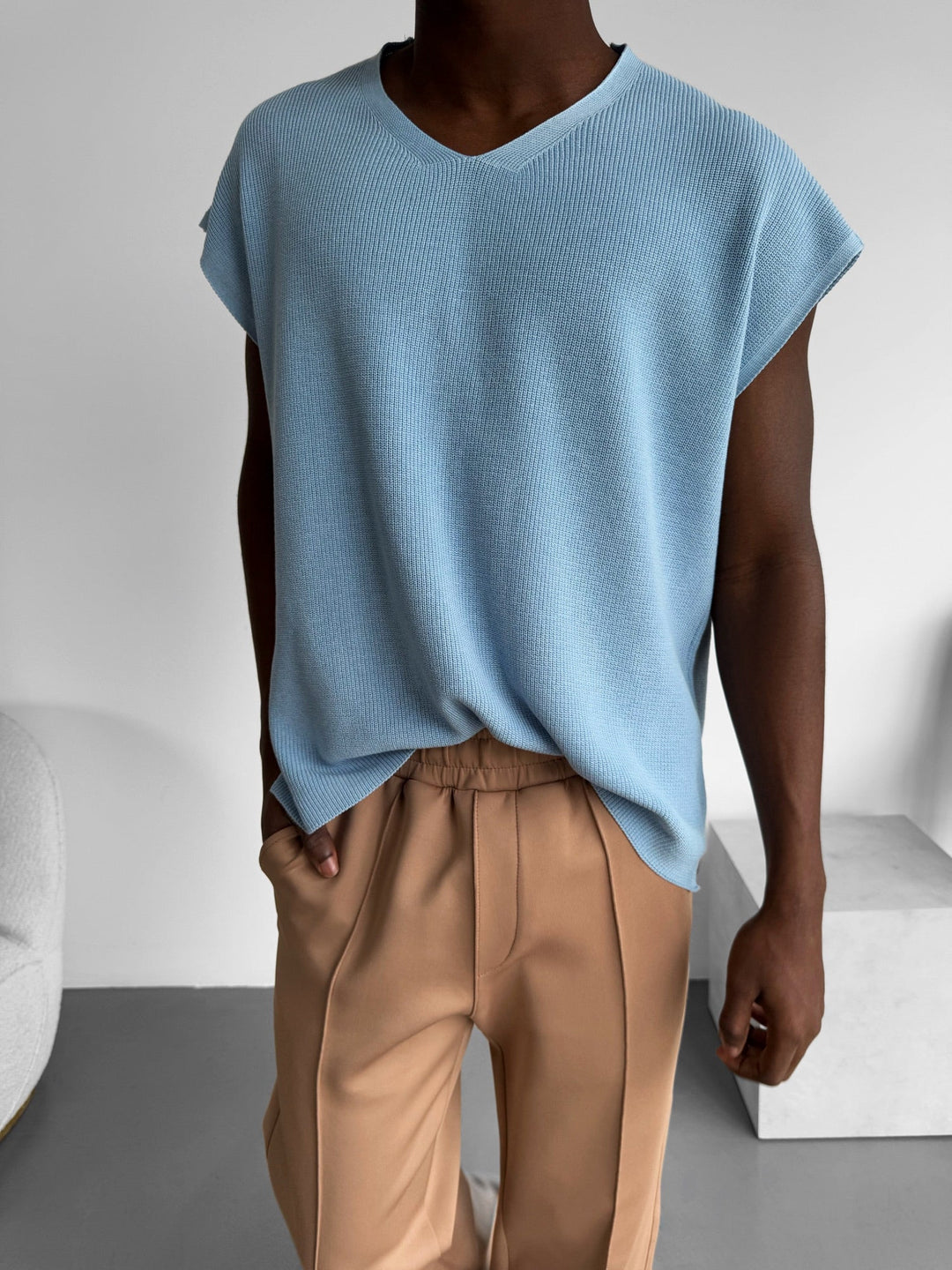 Oversize zrolowany krawędź top - Babyblue
