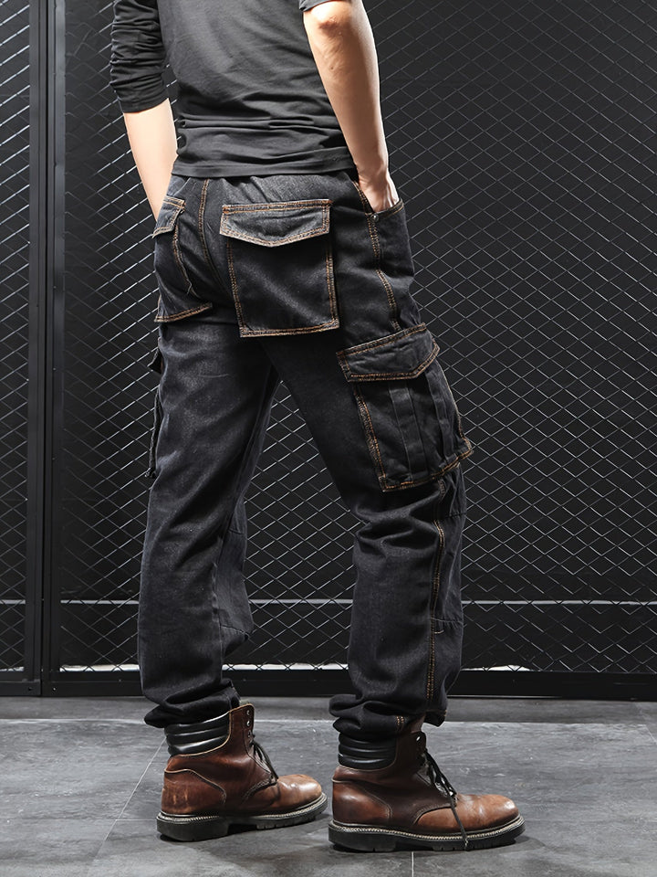 Solidny Multi-Pocket spodnie cargo