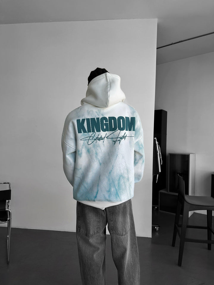 Hoodie Oversize Królestwo - Ecru i Turkus