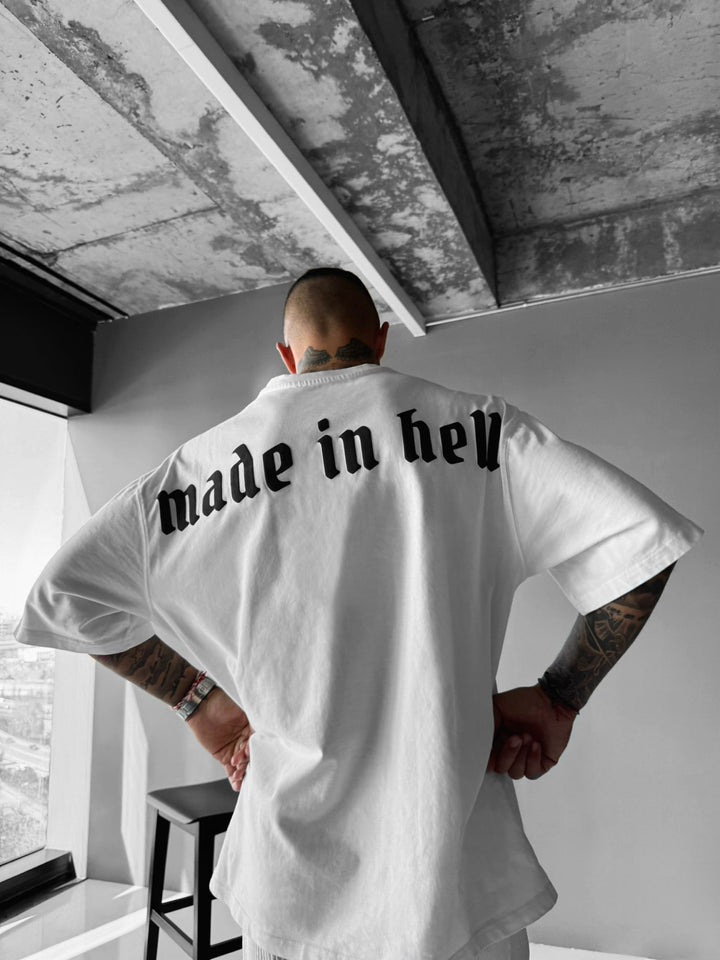 T-shirt Oversize Made in Hell - Ecru