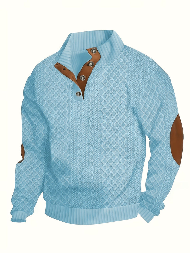 Wyróżniać się kołnierz guzik Henley sweter