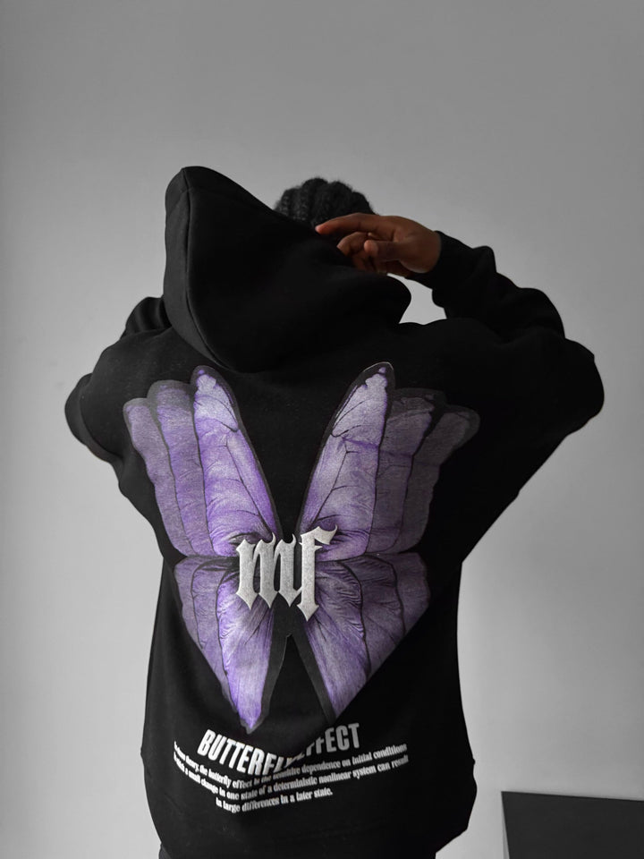Hoodie z efektem motyla w oversize - Czarny