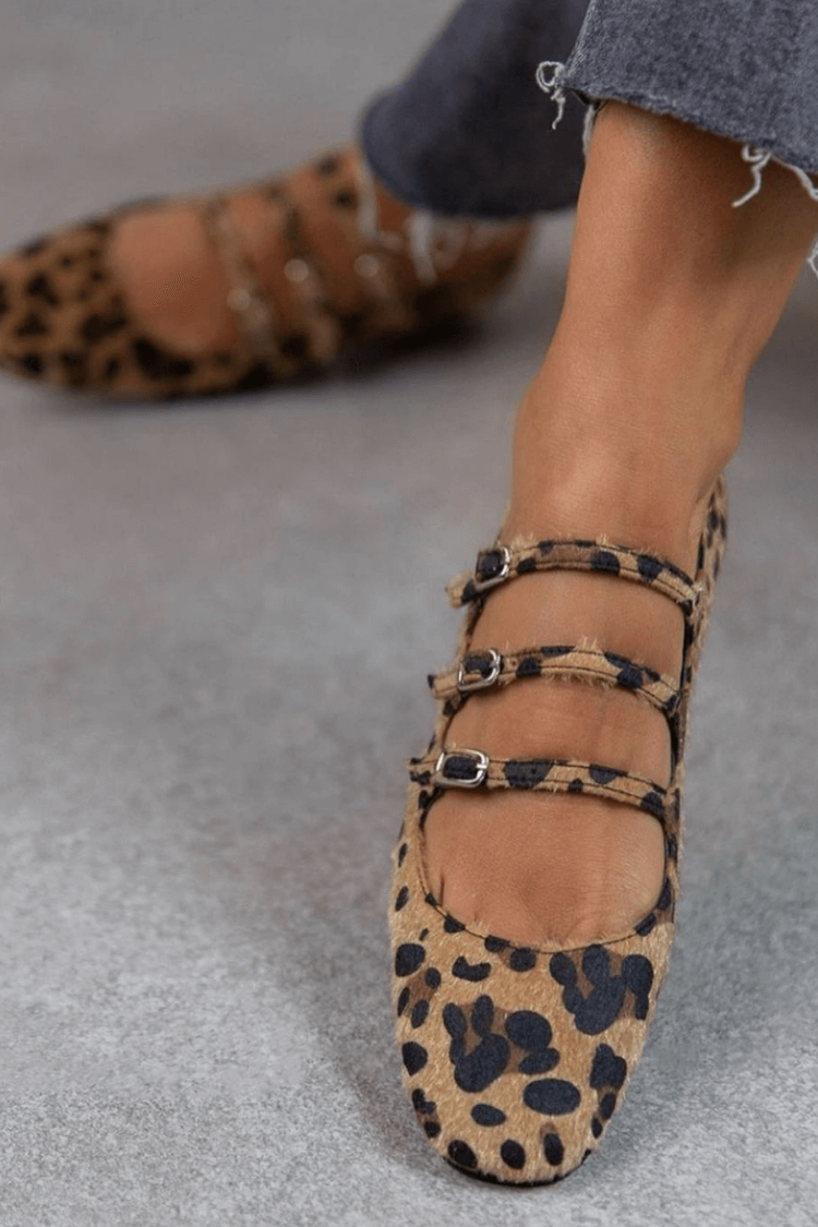Wysokiej jakości Leopard Triple klamra mokasyny