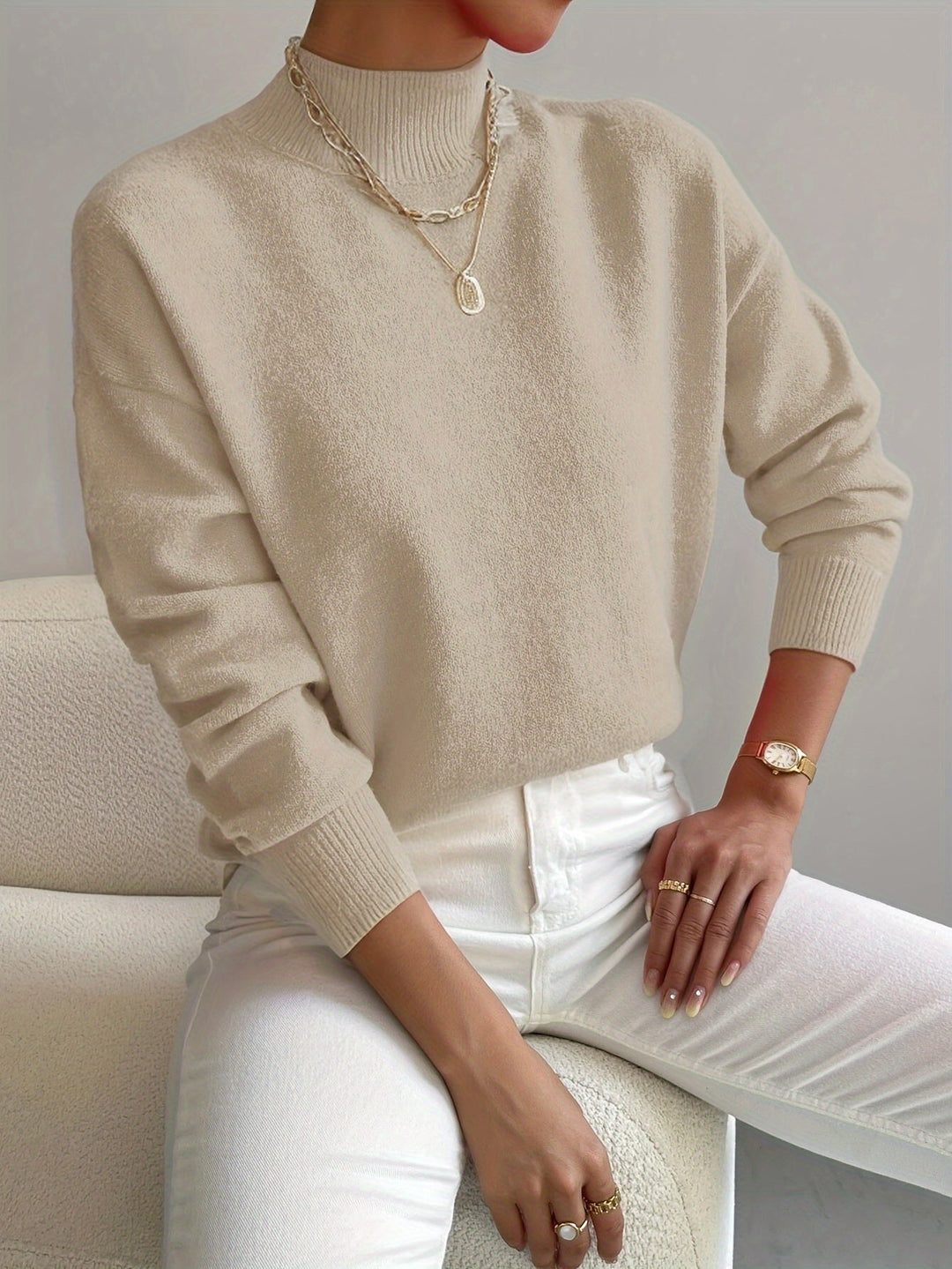 Elegancki imitacja szyja sweter