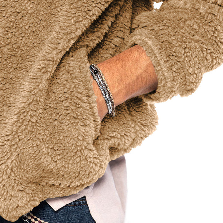 Męska polarowa kurtka teddy z kapturem