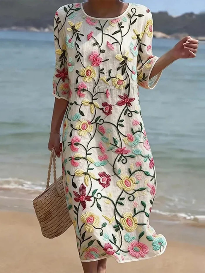 Elegancki Multicolor kwiatowy sukienka