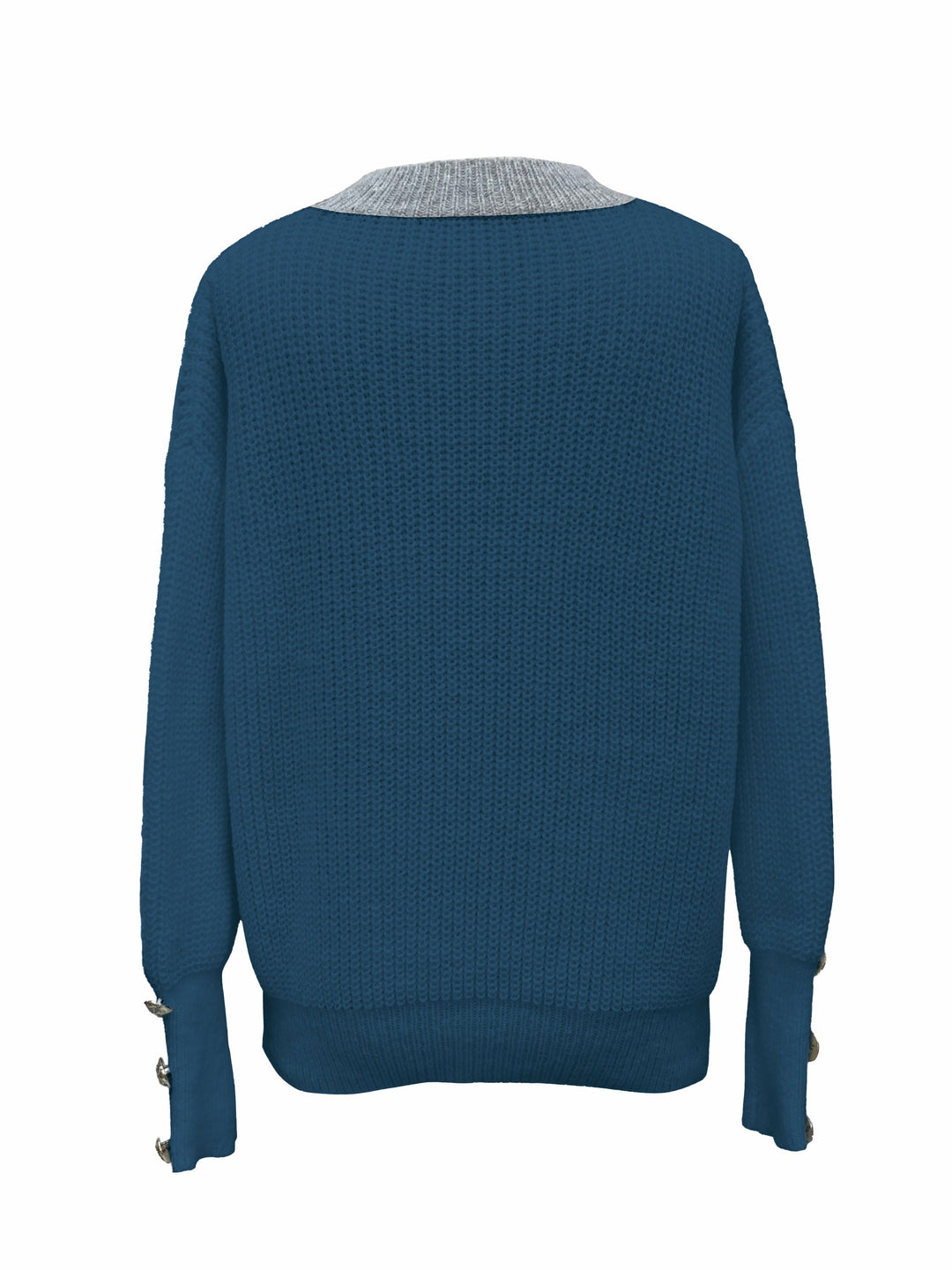 Button-Trim dekolt V sweter