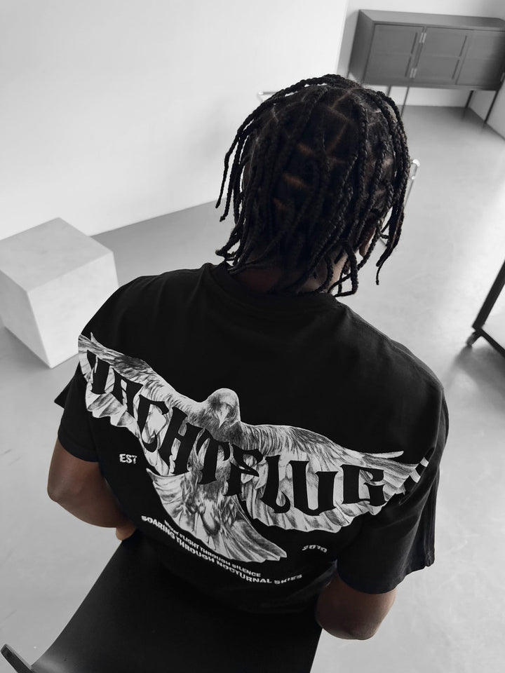 Oversize "Nachtflug" T-shirt - Czarny
