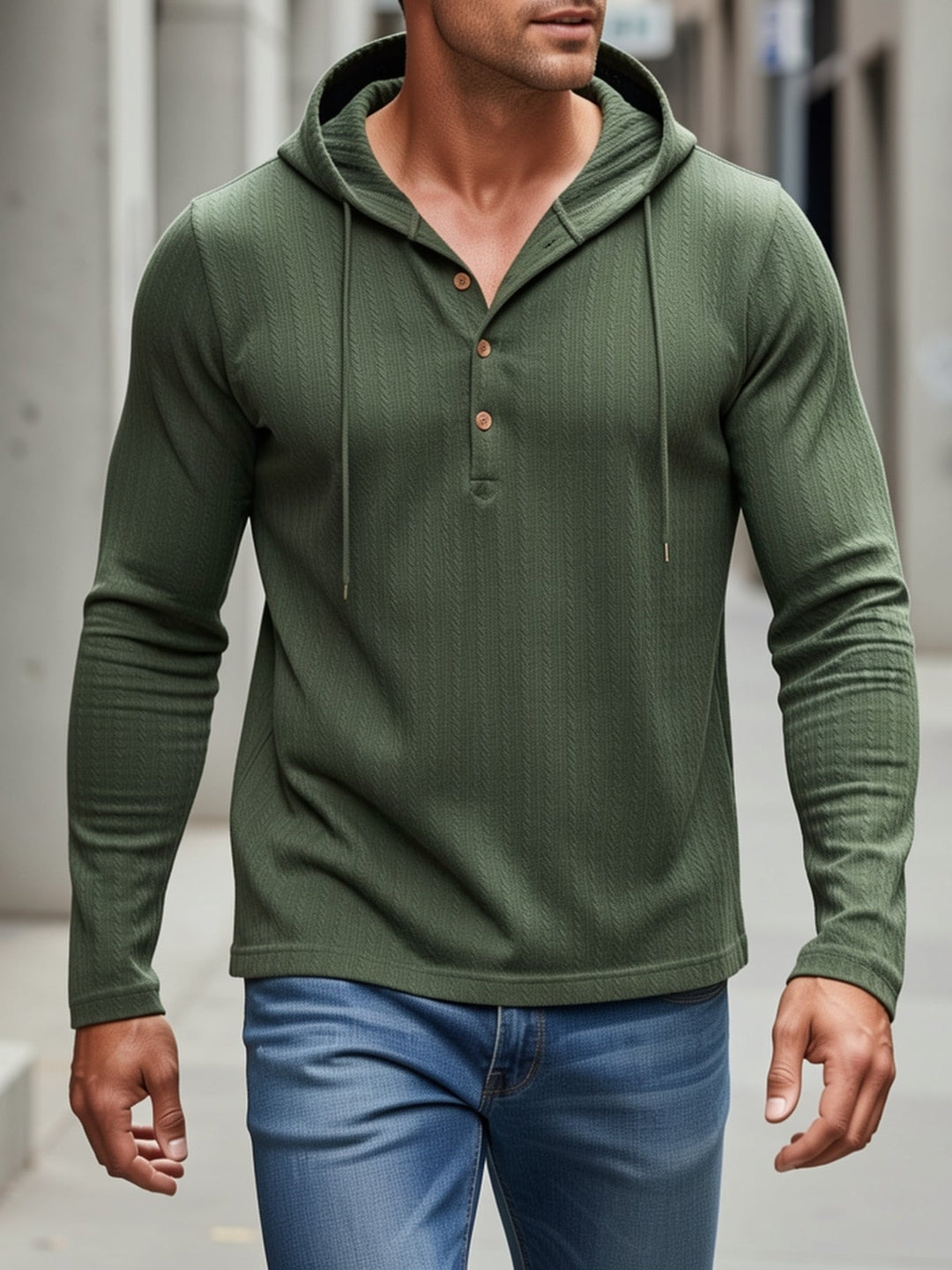 Z kapturem fakturowany Henley