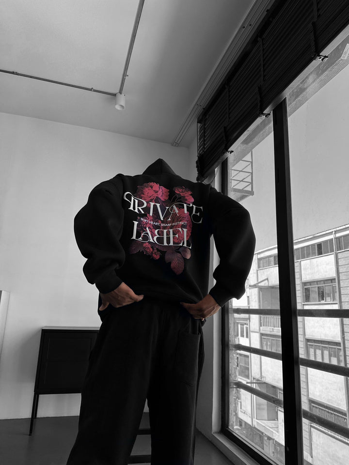 Oversize Hoodie z Prywatną Metką - Czarny