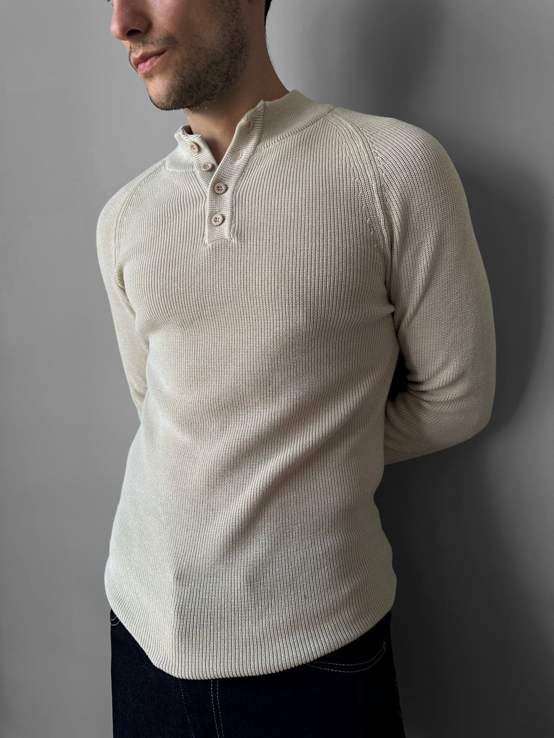 Sweter Slim Fit - Beżowy