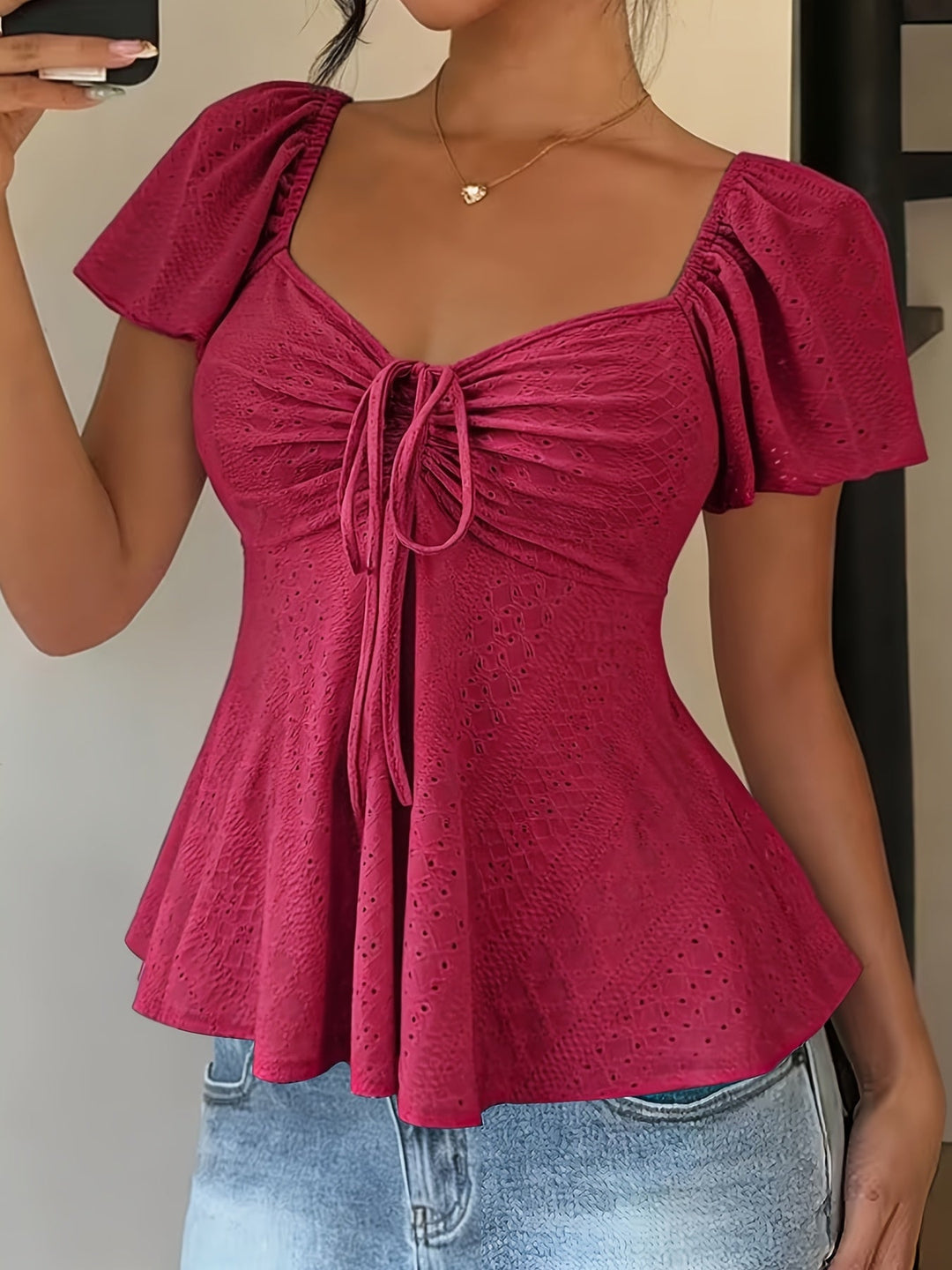 Flutter-Sleeve peplum top