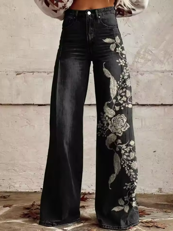 Elegancki boho kwiatowy spodnie