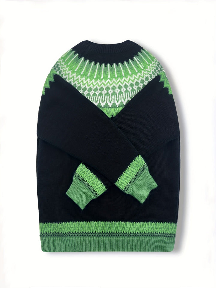 Chunky Jacquard Round szyja sweter