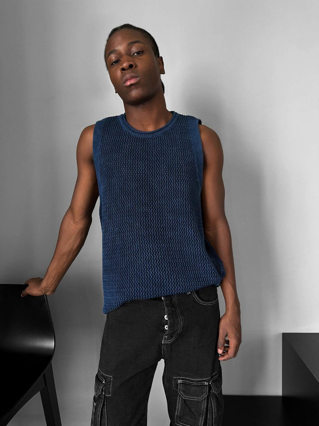 Oversize Prany Top - Niebieski