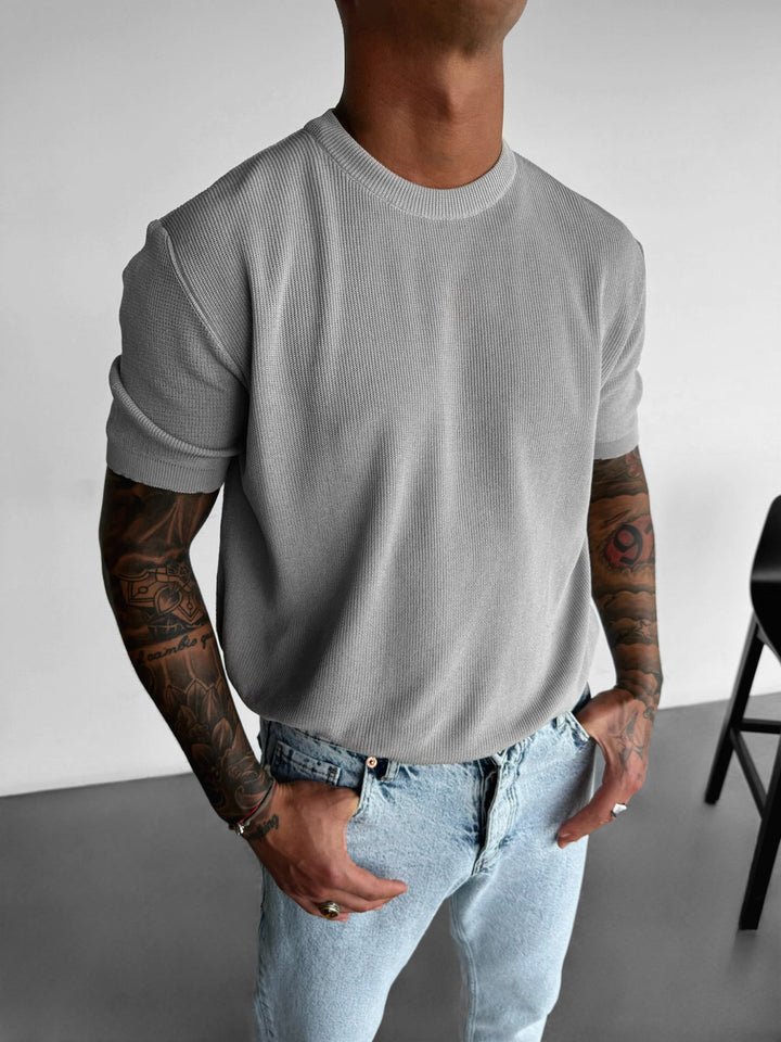 Oversize T-shirt dzianinowy - Szary