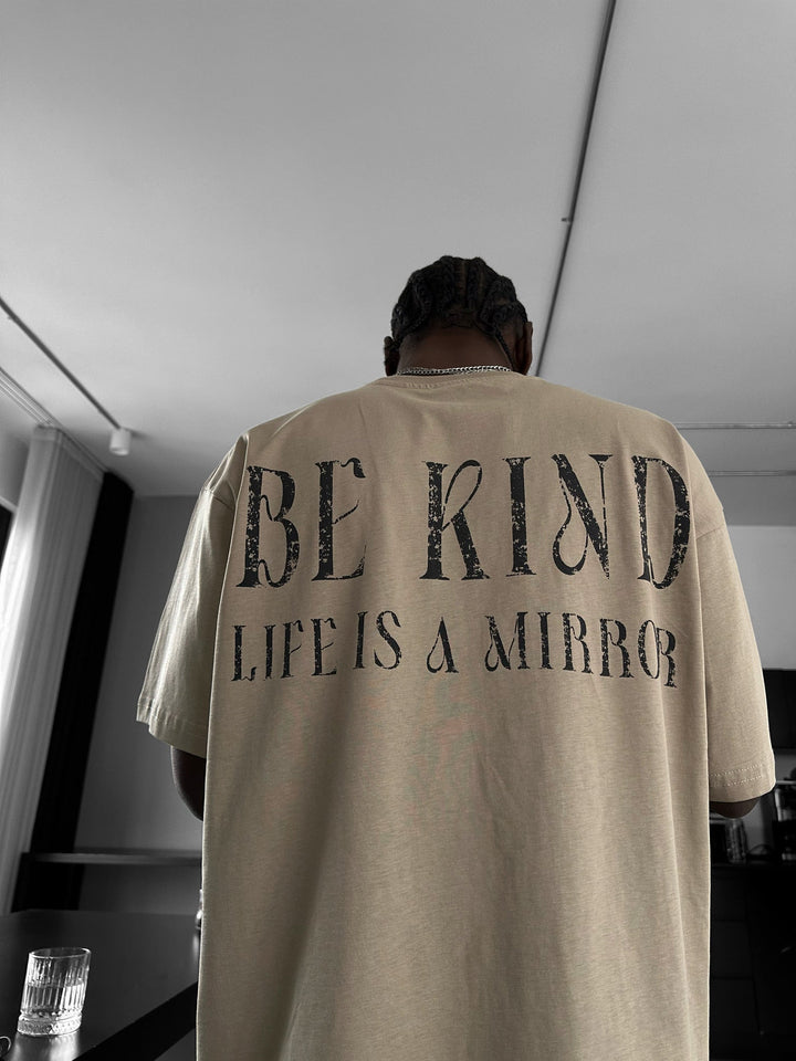 Oversize T-shirt Be Kind - Kamień