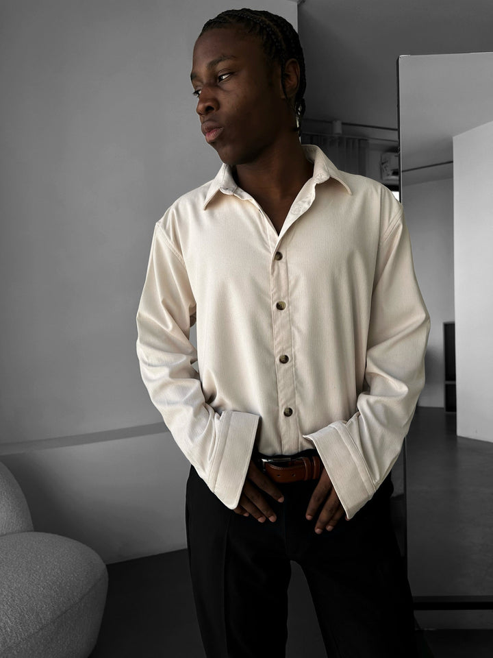 Oversize Velvet Shirt - Beżowy