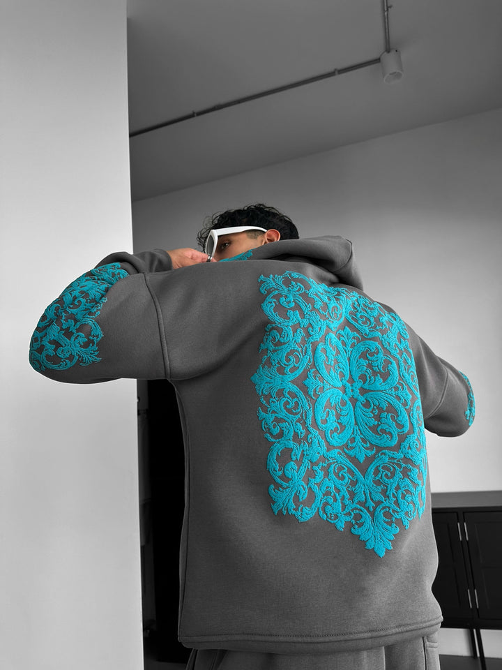 Hoodie z wzorem na dużym dywanie - Antracyt