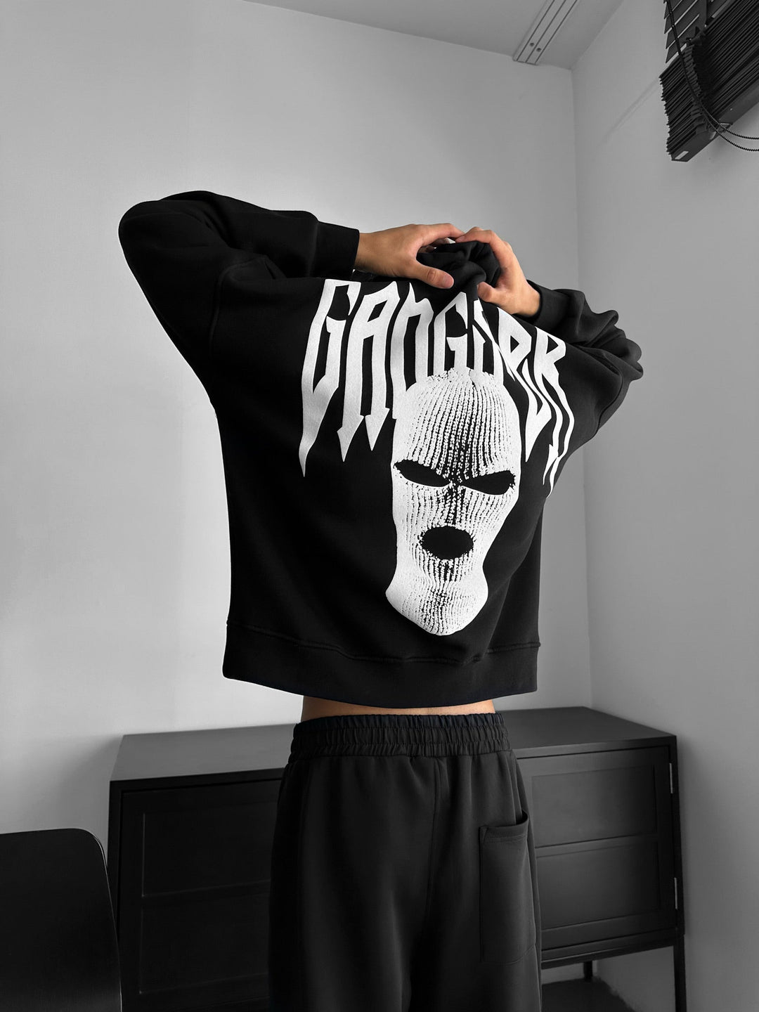 Oversize Gangster Hoodie - Czarny