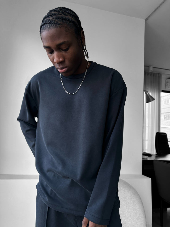 Oversize Modal Sweatshirt - Czarny