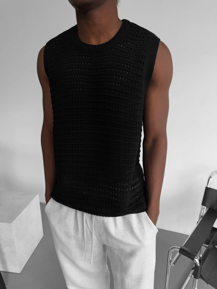 Oversize Grid Tanktop - Czarny
