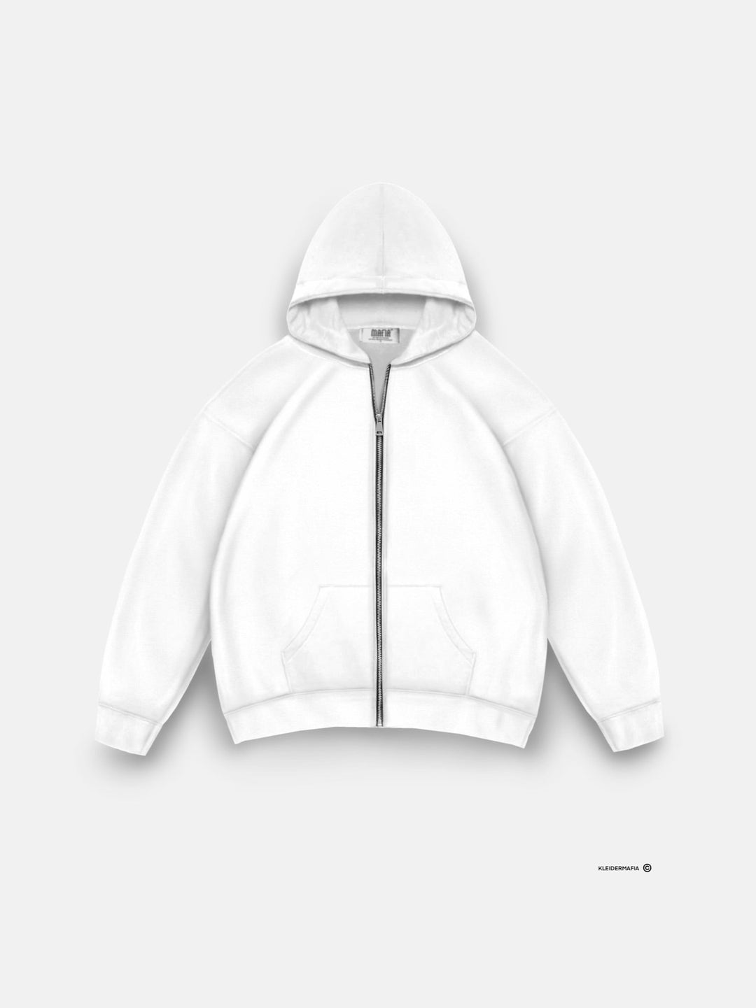 Oversize Basic Zipper Hoodie - Biały