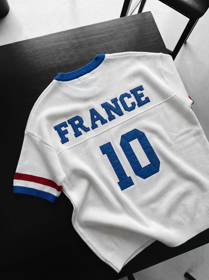 Oversize France Knit T-shirt - Biały