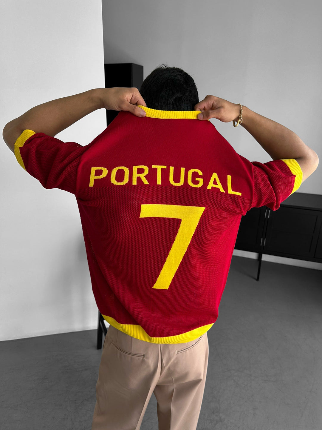 Oversize Portugal Knit T-shirt - Czerwony