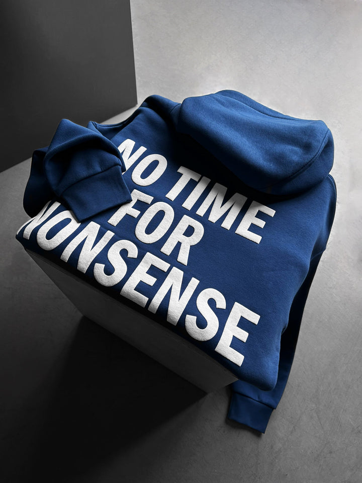 Oversize “Nie ma czasu na bzdury” Hoodie - Navy Peony