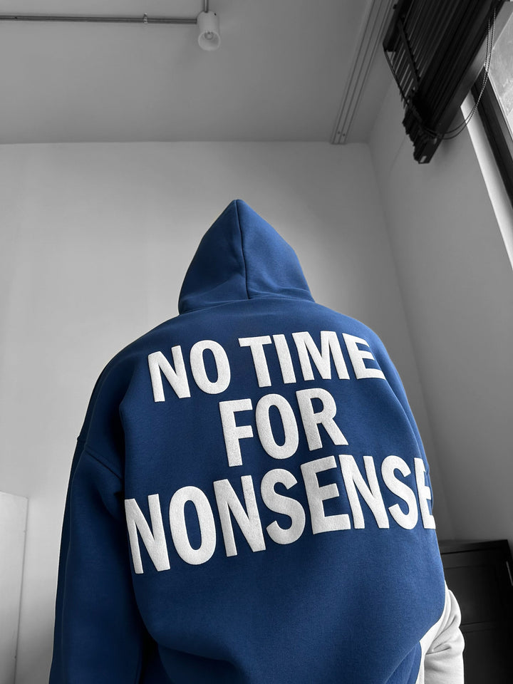 Oversize “Nie ma czasu na bzdury” Hoodie - Navy Peony