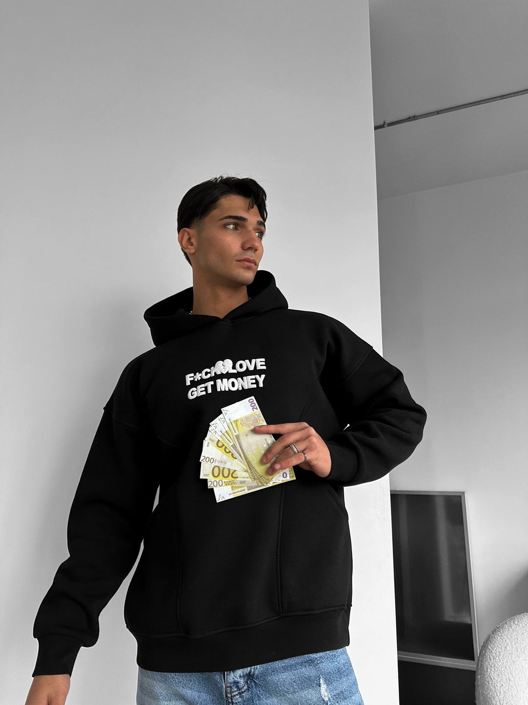 Oversize Get Money Hoodie - Czarny