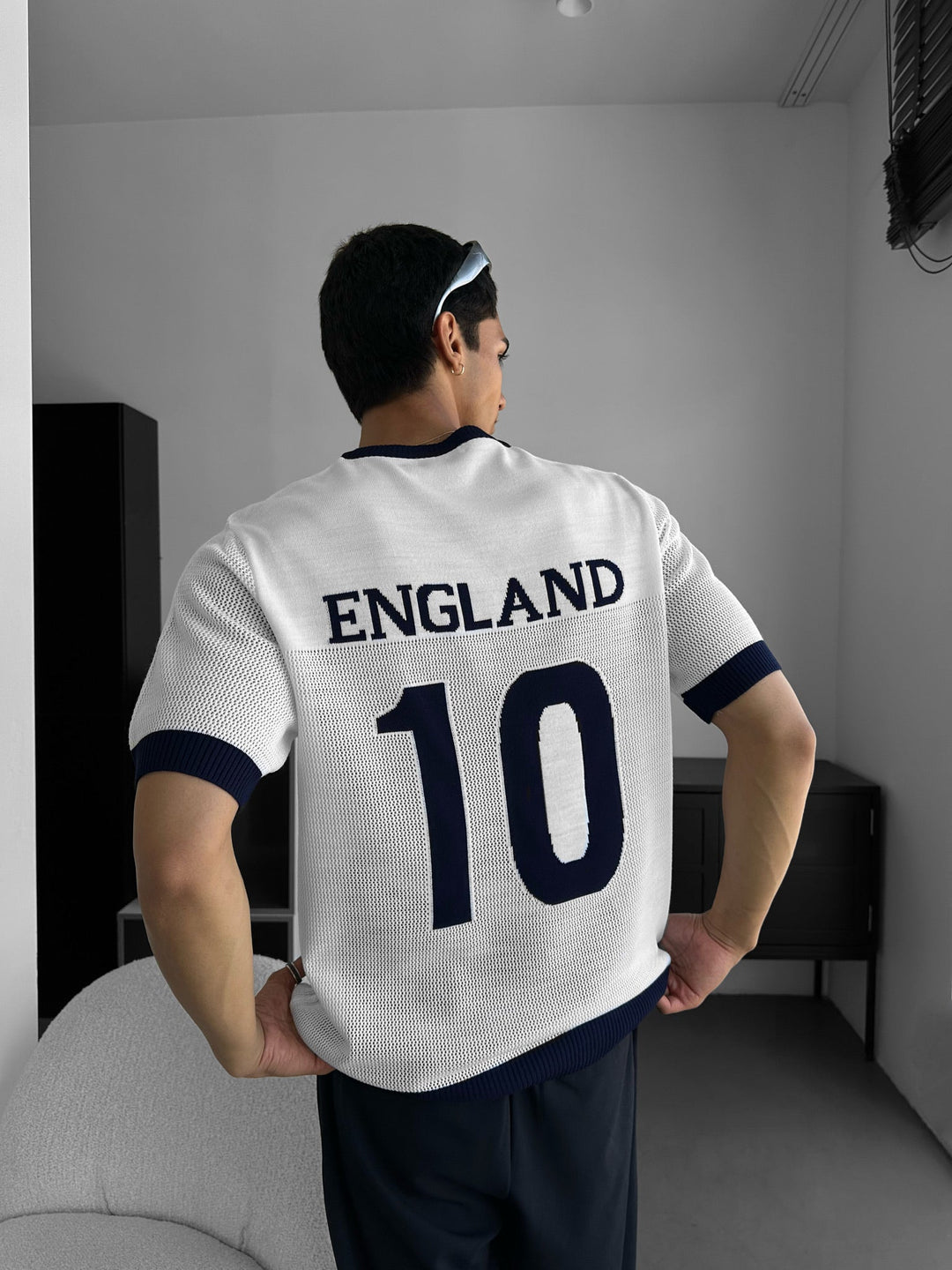 Oversize England Knit T-shirt - Biały