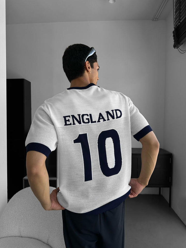 Oversize England Knit T-shirt - Biały